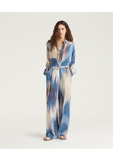 Pantaloni Momonì Aliento in Cady di Viscosa Stampato - Fit Maschile Doppia Pince MOMONI | Pantaloni | MOPA0028270