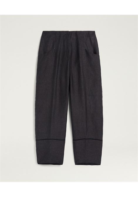 Pantaloni Baggy Momonì Silverado in Lino - Grigio Antracite MOMONI | Pantaloni | MOPA0050932