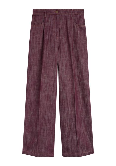 Pantaloni Azulado Oversize in Denim Bordeaux MOMONI | Pantaloni | MOPA0060380