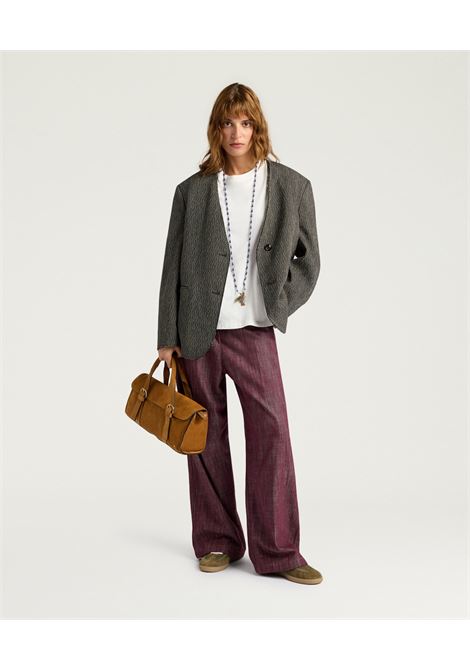Pantaloni Azulado Oversize in Denim Bordeaux MOMONI | Pantaloni | MOPA0060380
