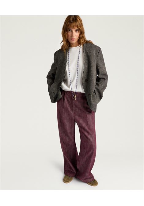 Pantaloni Azulado Oversize in Denim Bordeaux MOMONI | Pantaloni | MOPA0060380