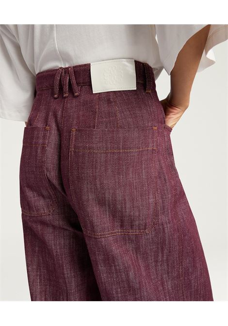 Pantaloni Azulado Oversize in Denim Bordeaux MOMONI | Pantaloni | MOPA0060380