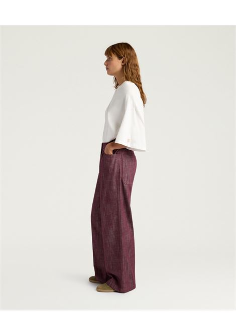 Pantaloni Azulado Oversize in Denim Bordeaux MOMONI | Pantaloni | MOPA0060380
