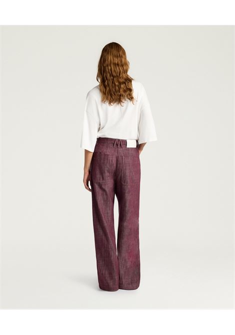 Pantaloni Azulado Oversize in Denim Bordeaux MOMONI | Pantaloni | MOPA0060380