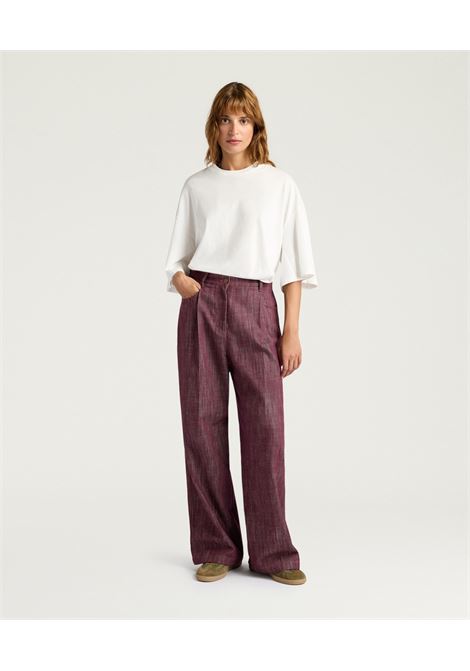 Pantaloni Azulado Oversize in Denim Bordeaux MOMONI | Pantaloni | MOPA0060380