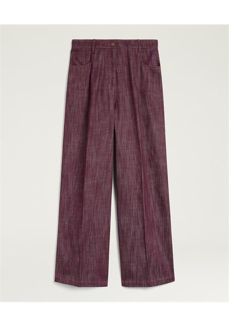 Pantaloni Azulado Oversize in Denim Bordeaux MOMONI | Pantaloni | MOPA0060380