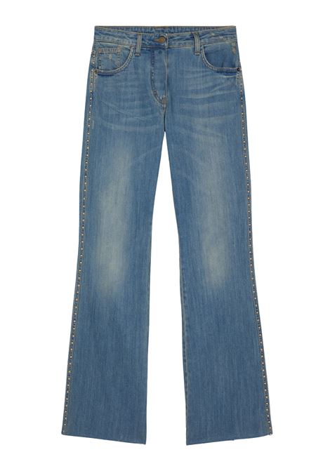 Pantaloni Bootcut Momonì Fuego in Denim Stone Washed con Borchie MOMONI | Pantaloni | MOPA0080836