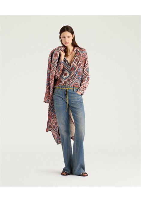 Pantaloni Bootcut Momonì Fuego in Denim Stone Washed con Borchie MOMONI | Pantaloni | MOPA0080836