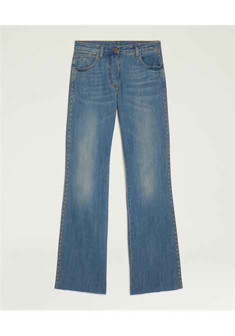 Pantaloni Bootcut Momonì Fuego in Denim Stone Washed con Borchie MOMONI | Pantaloni | MOPA0080836