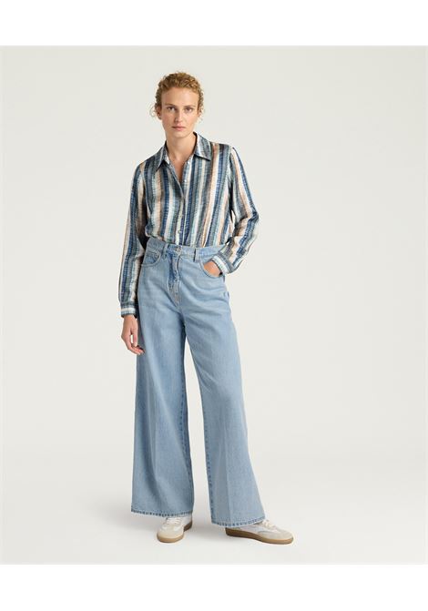 Pantaloni Flare Momonì Manuel in Denim 12oz - Lavaggio Chiaro MOMONI | Pantaloni | MOPA0100871