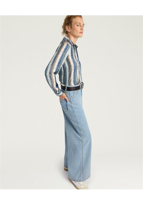 Pantaloni Flare Momonì Manuel in Denim 12oz - Lavaggio Chiaro MOMONI | Pantaloni | MOPA0100871