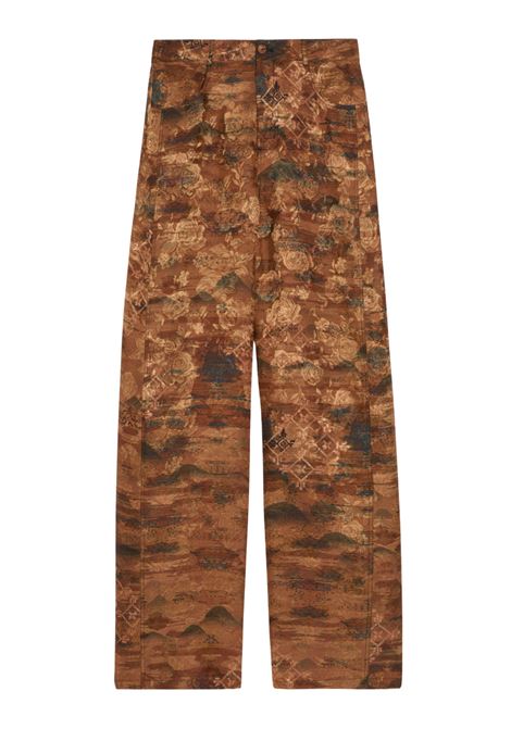 Pantaloni Flare Momonì Aguila in Jacquard di Viscosa e Seta - Terracotta MOMONI | Pantaloni | MOPA0140639