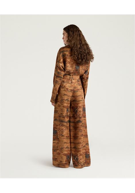 Pantaloni Flare Momonì Aguila in Jacquard di Viscosa e Seta - Terracotta MOMONI | Pantaloni | MOPA0140639