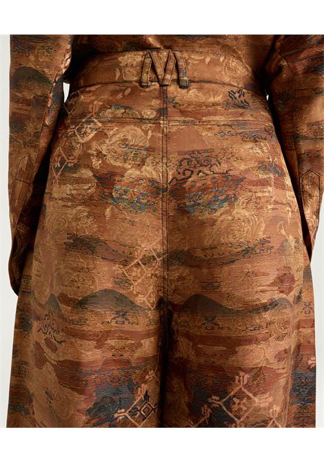 Pantaloni Flare Momonì Aguila in Jacquard di Viscosa e Seta - Terracotta MOMONI | Pantaloni | MOPA0140639