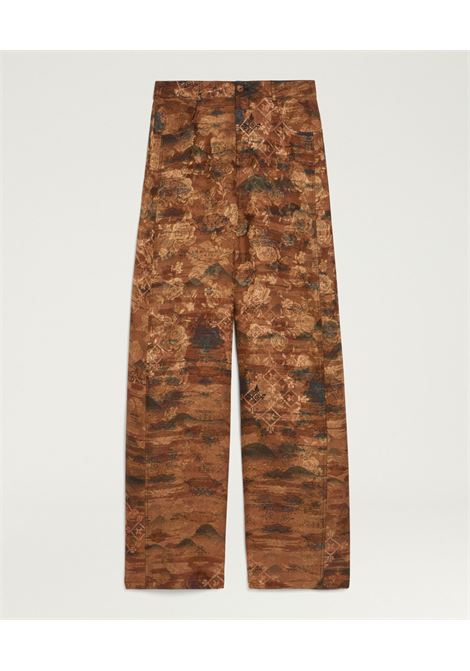Pantaloni Flare Momonì Aguila in Jacquard di Viscosa e Seta - Terracotta MOMONI | Pantaloni | MOPA0140639