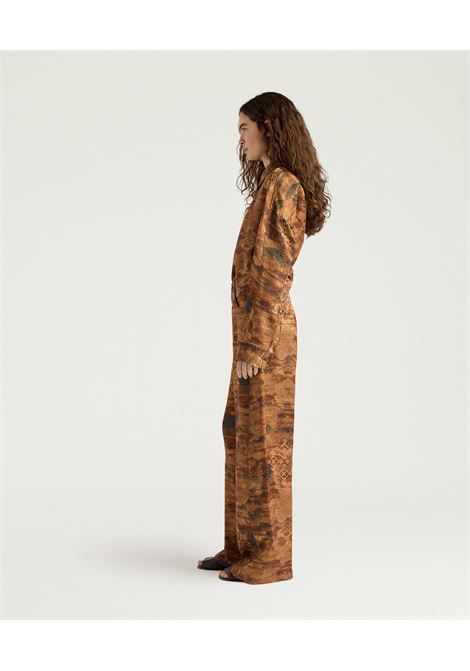 Pantaloni Flare Momonì Aguila in Jacquard di Viscosa e Seta - Terracotta MOMONI | Pantaloni | MOPA0140639