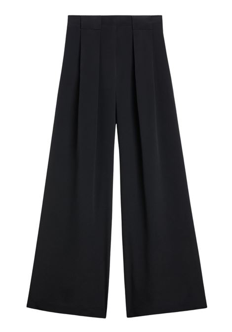 Pantaloni a Palazzo Momonì Aspen in Crêpe di Acetato e Seta - Nero MOMONI | Pantaloni | MOPA0190990
