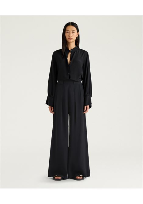 Pantaloni a Palazzo Momonì Aspen in Crêpe di Acetato e Seta - Nero MOMONI | Pantaloni | MOPA0190990