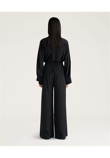 Pantaloni a Palazzo Momonì Aspen in Crêpe di Acetato e Seta - Nero MOMONI | Pantaloni | MOPA0190990