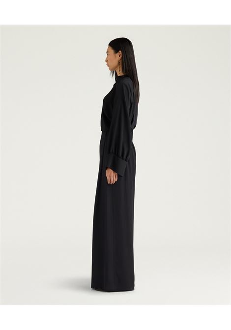 Pantaloni a Palazzo Momonì Aspen in Crêpe di Acetato e Seta - Nero MOMONI | Pantaloni | MOPA0190990