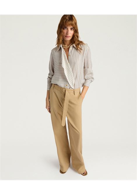 Pantaloni a Gamba Dritta Momonì Navajo in Gabardina - Nocciola MOMONI | Pantaloni | MOPA0200664