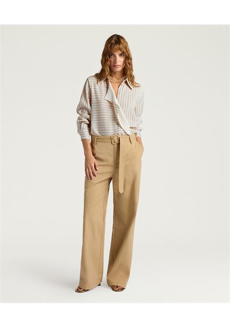 Pantaloni a Gamba Dritta Momonì Navajo in Gabardina - Nocciola MOMONI | Pantaloni | MOPA0200664