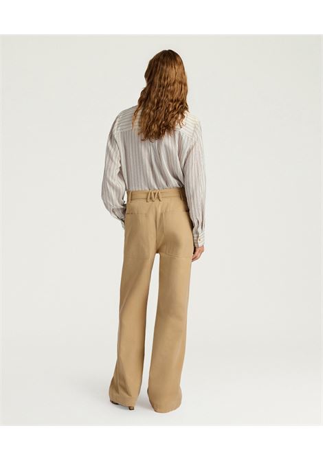 Pantaloni a Gamba Dritta Momonì Navajo in Gabardina - Nocciola MOMONI | Pantaloni | MOPA0200664
