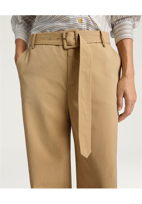 Pantaloni a Gamba Dritta Momonì Navajo in Gabardina - Nocciola MOMONI | Pantaloni | MOPA0200664