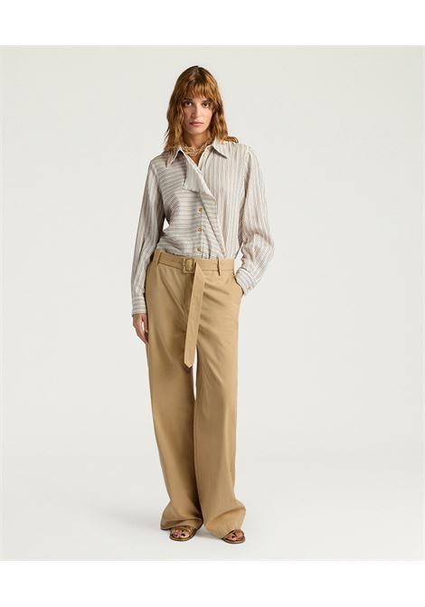 Pantaloni a Gamba Dritta Momonì Navajo in Gabardina - Nocciola MOMONI | Pantaloni | MOPA0200664