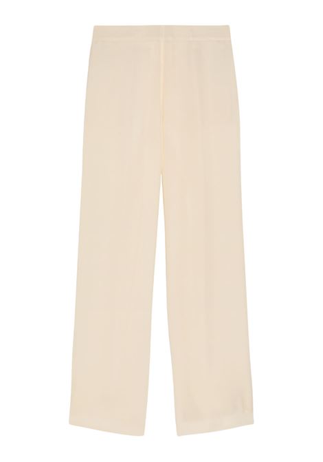 Pantaloni a Gamba Ampia Momonì Marajo in Cady di Viscosa - Crema MOMONI | Pantaloni | MOPA0210026