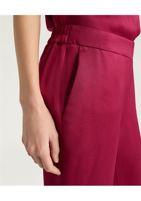 Pantaloni a Gamba Ampia Momonì Marajo in Cady di Viscosa - Lampone MOMONI | Pantaloni | MOPA0210470