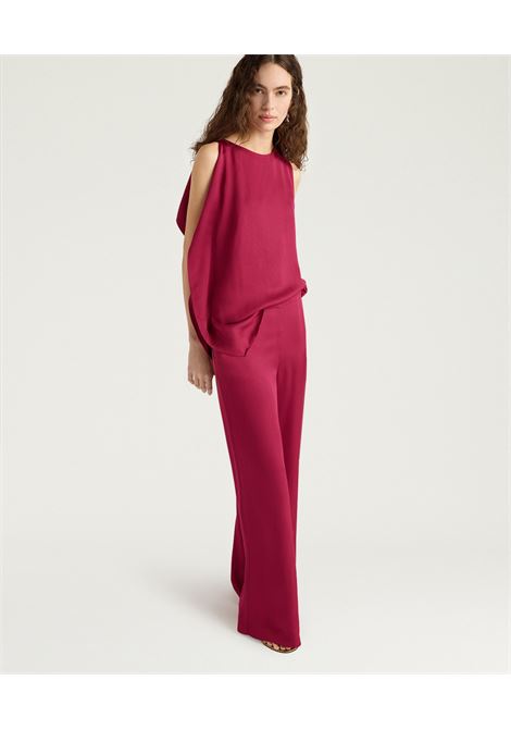 Pantaloni a Gamba Ampia Momonì Marajo in Cady di Viscosa - Lampone MOMONI | Pantaloni | MOPA0210470