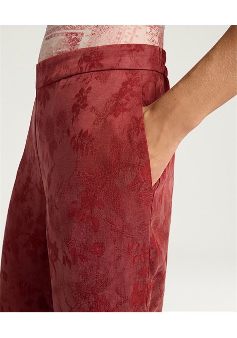 Pantaloni Momonì Marajo Fluidi in Cupro Jacquard Floreale - Gamba Ampia MOMONI | Pantaloni | MOPA0210610
