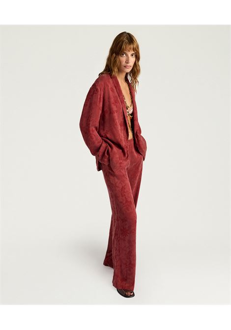 Pantaloni Momonì Marajo Fluidi in Cupro Jacquard Floreale - Gamba Ampia MOMONI | Pantaloni | MOPA0210610