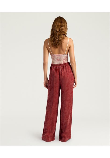 Pantaloni Momonì Marajo Fluidi in Cupro Jacquard Floreale - Gamba Ampia MOMONI | Pantaloni | MOPA0210610