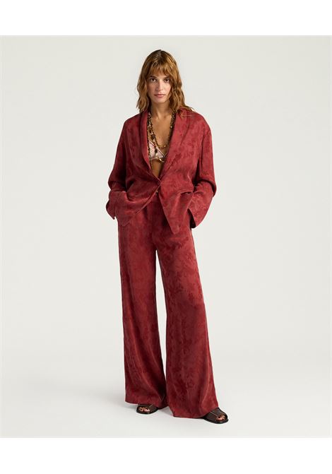 Pantaloni Momonì Marajo Fluidi in Cupro Jacquard Floreale - Gamba Ampia MOMONI | Pantaloni | MOPA0210610