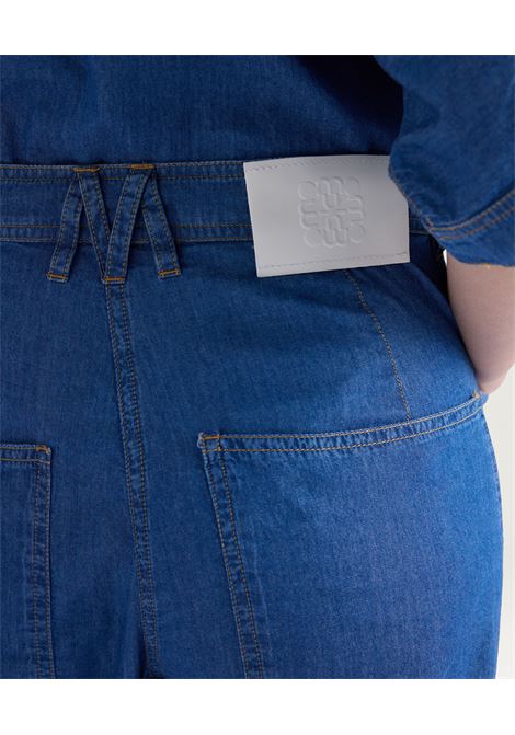 Pantaloni a Gamba Ampia Momonì in Chambray di Cotone - Lavaggio Medio MOMONI | Pantaloni | MOPA0220890