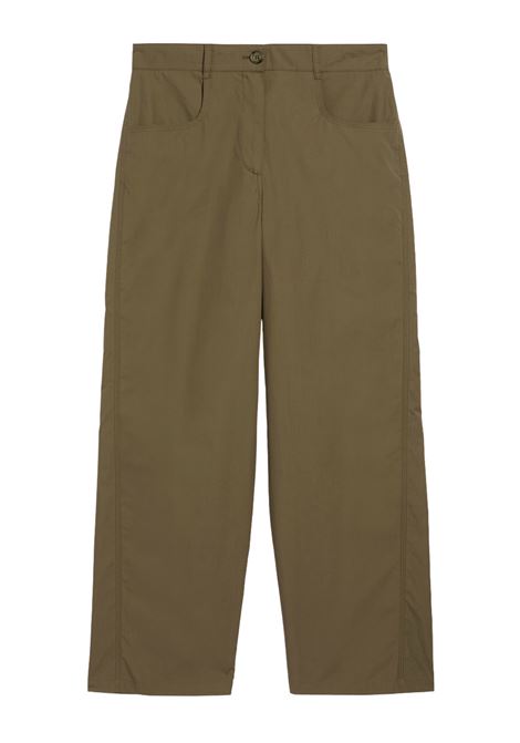 Pantaloni Gaucho Momonì Tres in Popeline di Cotone - Kaki MOMONI | Pantaloni | MOPA0230754