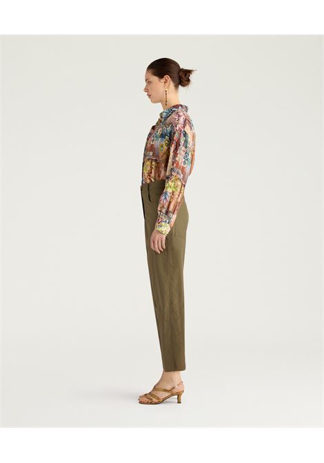 Pantaloni Gaucho Momonì Tres in Popeline di Cotone - Kaki MOMONI | Pantaloni | MOPA0230754