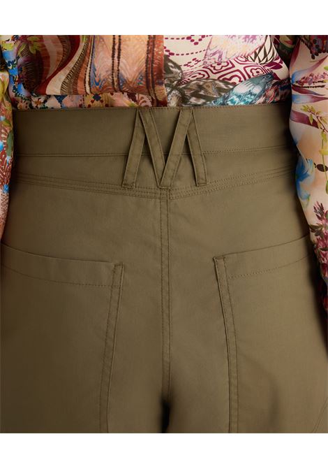 Pantaloni Gaucho Momonì Tres in Popeline di Cotone - Kaki MOMONI | Pantaloni | MOPA0230754