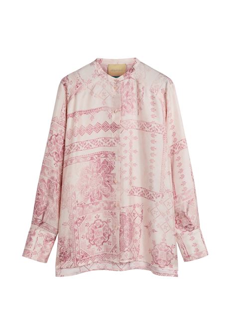 Camicia Momonì Mesilla in Twill di Seta Stampata - Collo Coreano Ampio Fit MOMONI | CAMICIE | MOSH0024349