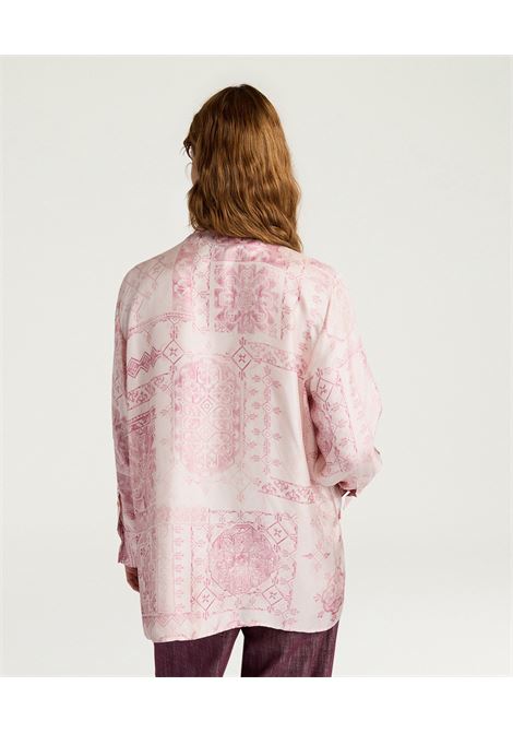 Momonì Mesilla Shirt in Printed Silk Twill - Grandad Collar Relaxed Fit MOMONI |  | MOSH0024349