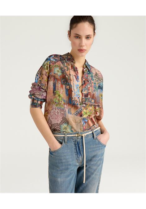 Camicia in Seta Habutai Momonì Colinas - Multicolor Terra MOMONI | CAMICIE | MOSH0036067