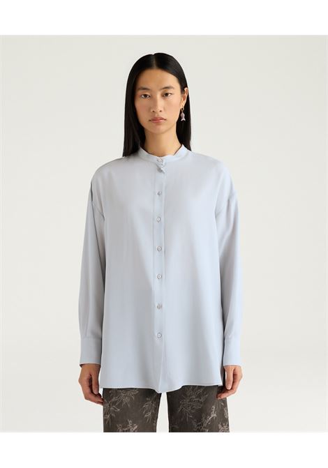Camicia Trasformabile Momonì Val in Crêpe di Acetato e Seta - Ghiaccio MOMONI | CAMICIE | MOSH0080025