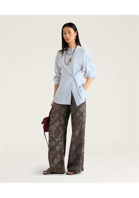 Camicia Trasformabile Momonì Val in Crêpe di Acetato e Seta - Ghiaccio MOMONI | CAMICIE | MOSH0080025