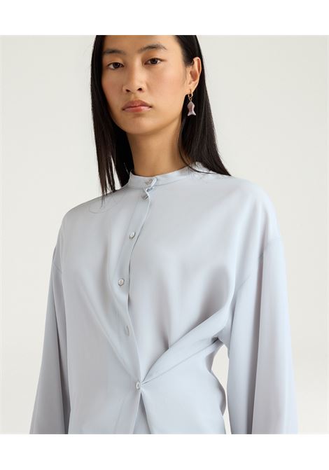 Camicia Trasformabile Momonì Val in Crêpe di Acetato e Seta - Ghiaccio MOMONI | CAMICIE | MOSH0080025