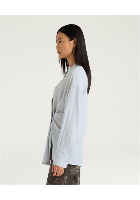 Camicia Trasformabile Momonì Val in Crêpe di Acetato e Seta - Ghiaccio MOMONI | CAMICIE | MOSH0080025