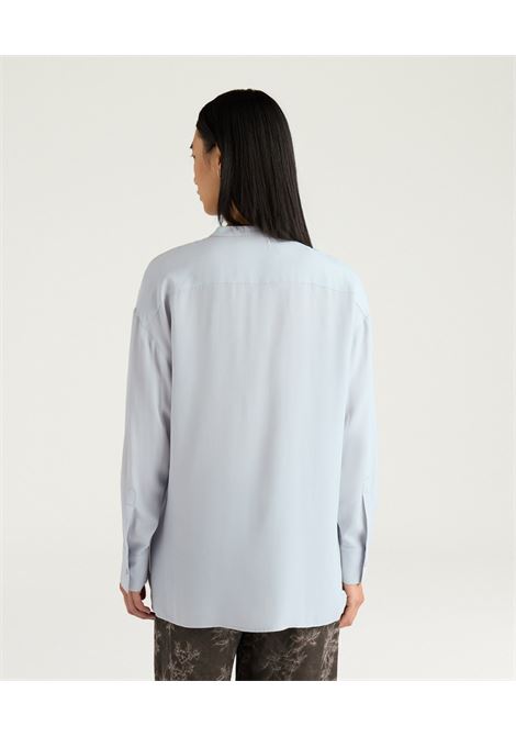 Camicia Trasformabile Momonì Val in Crêpe di Acetato e Seta - Ghiaccio MOMONI | CAMICIE | MOSH0080025
