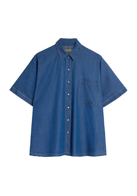 Camicia Boxy Momonì Lila in Chambray - Blu MOMONI | CAMICIE | MOSH0100890