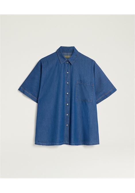 Camicia Boxy Momonì Lila in Chambray - Blu MOMONI | CAMICIE | MOSH0100890
